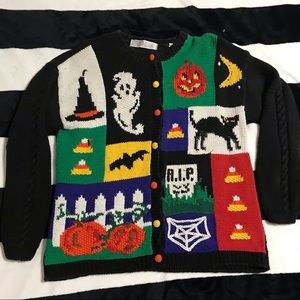 Vintage Karen Scott Halloween Cardigan Sweater, MD